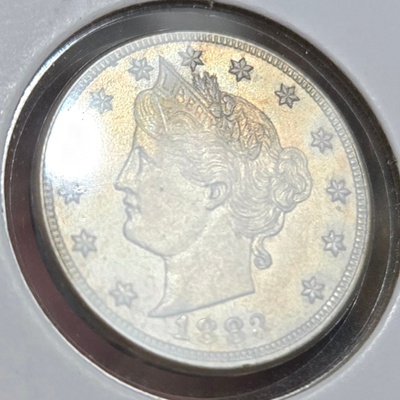 1883 No Cents Liberty Nickel AU58