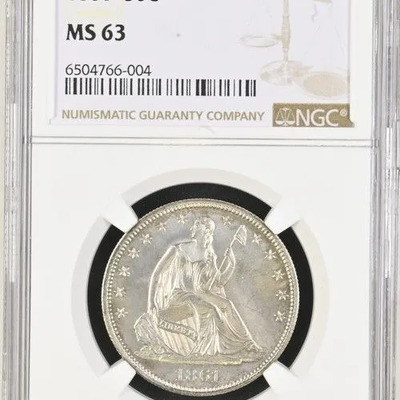 1861 50c Seated Liberty Half Dollar NGC MS63